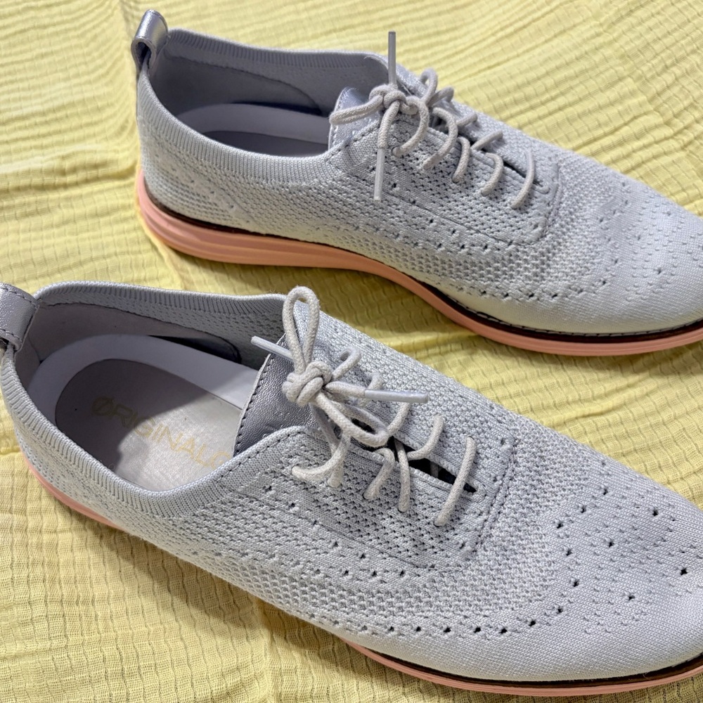 Cole Haan Women's Light Gray Knit Oxford with Pink Accent Sole